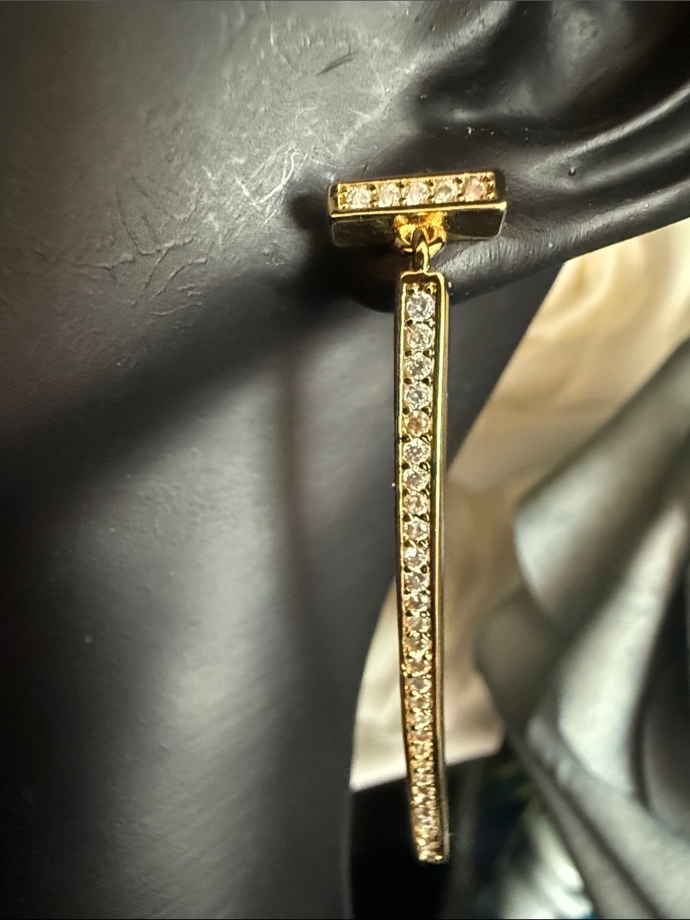 Gold Crystal Linear Drop Earrings - Women's Fashion Jewelry
